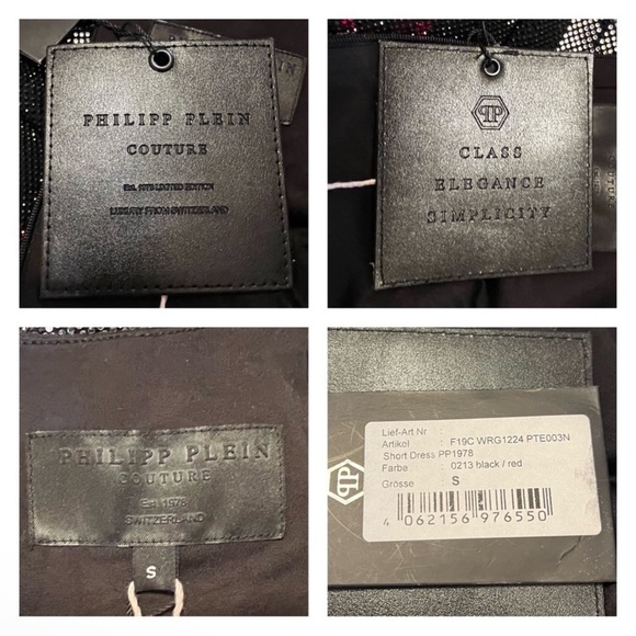 New! Rare PHILIPP PLEIN Logo Rhinestone Embellished Fire Rose Print Mini Dress - Picture 16 of 16